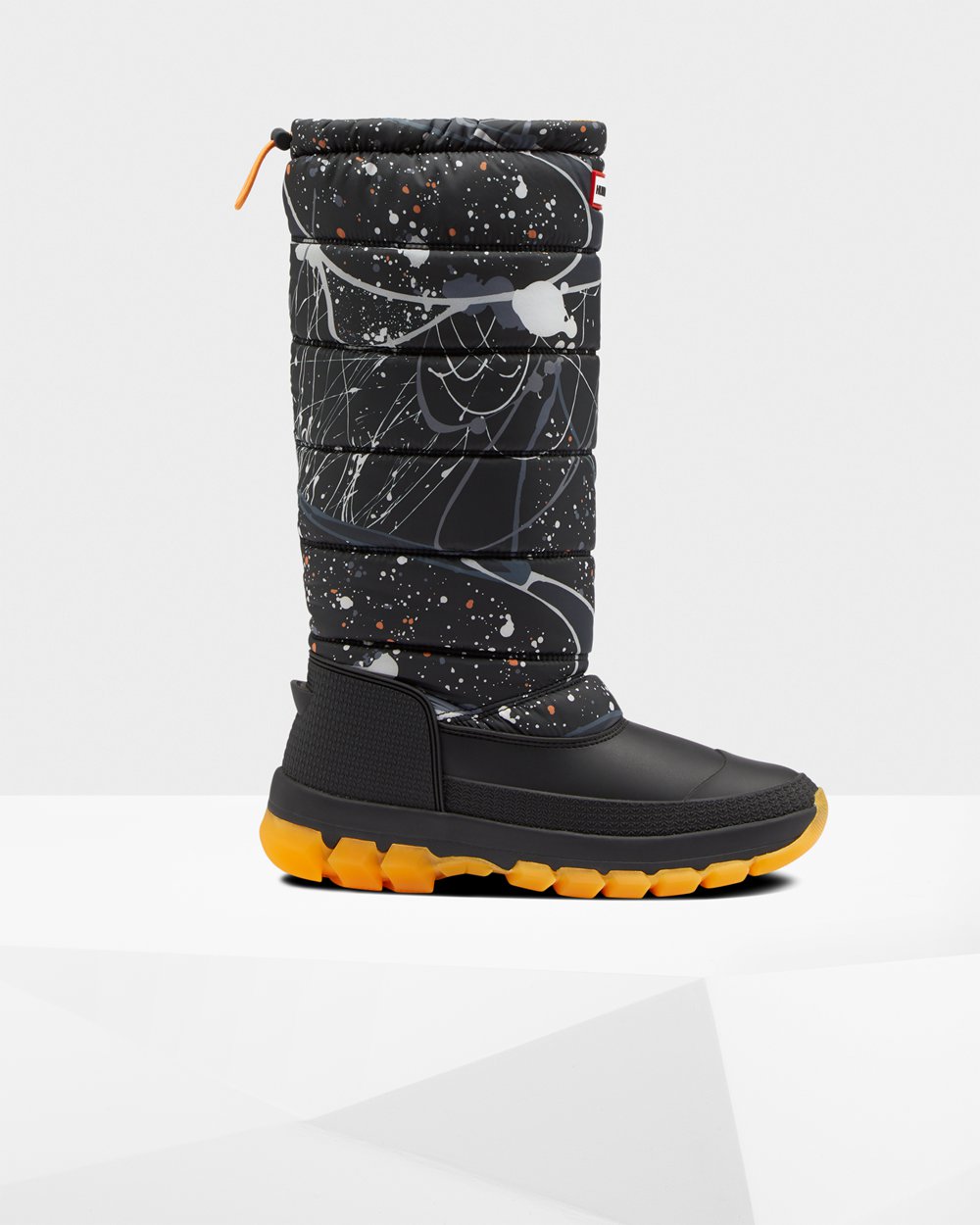 Botas De Nieve Hunter Mujer Original Printed Insulated Tall - Gris Negras - Argentina 7159SCOLP